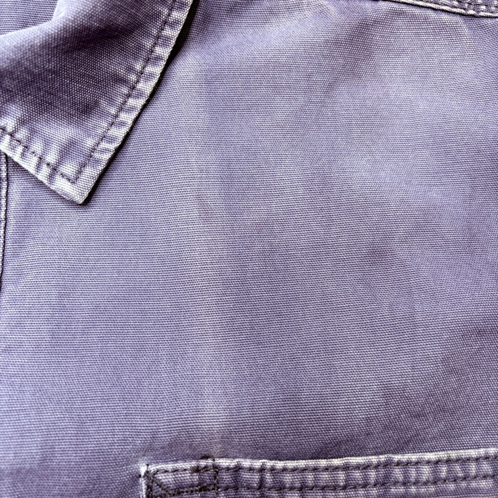 Carhartt Shirt Jacket Mens XL Blue Blanket Lined Button Snap Workwear Distressed - Picture 13 of 16